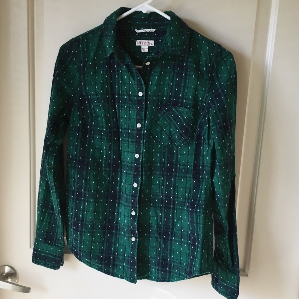 Merona green plaid shirt